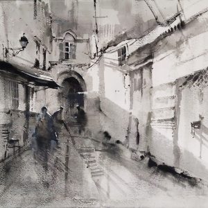 Acuarela Callejon Medina de Tetuan