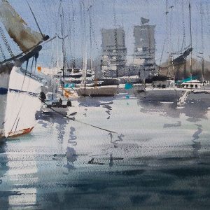 Acuarela Marina de Barcelona 