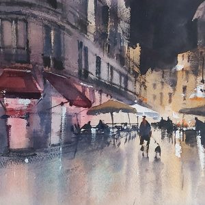 Acuarela Noche en Malaga